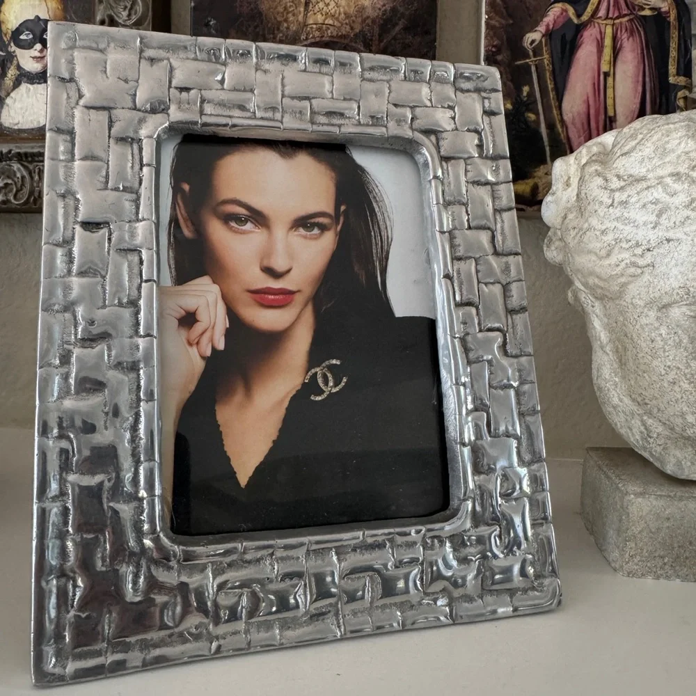 Handcrafted Basket Weave‎ Hammered Silver Picture Frame – 4x6 Photo